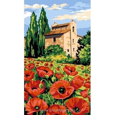 Canevas paysages - Pierres et coquelicots - Margot