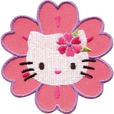 Ecusson thermocollant hello kitty portrait fleuri - MLWD