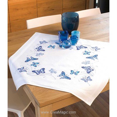 Kit nappe hortensia et papillon en broderie traditionnelle - Vervaco