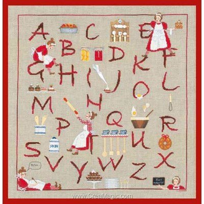 Abécédaire madame cuisine kit broderie point compté - Le Bonheur Des Dames