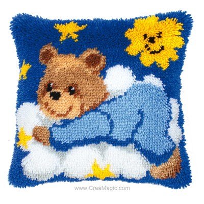 Kit coussin point noue ousron dans les nuages bleu de Vervaco