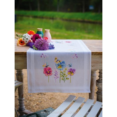Kit Chemin de Table Traditionnelle - kit Violettes - Vervaco