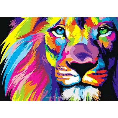 Broderie diamant lion arc en ciel - Collection d'art