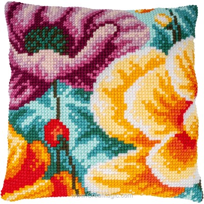 Coussin Vervaco au point de croix coquelicots