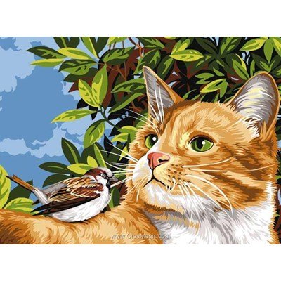 Margot canevas plumes d'oiseau et poils de chat