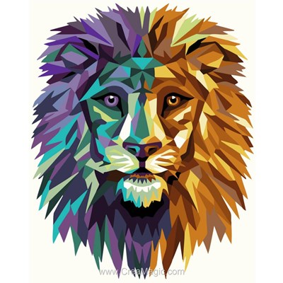 Peinture par numéro - Painting by numbers .   Lion polygon style - Wizardi