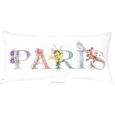 Kit coussin Luca-S paris fleuri à broder au point de croix