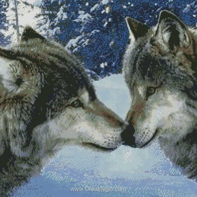 Broderie diamant wolf kiss de Diamond Painting