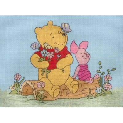 Broderie au point de croix point compté disney la pause de winnie et porcinet d'Anchor