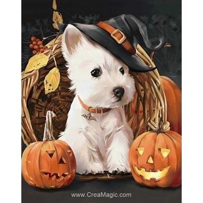 Broderie diamant chien à halloween - Wizardi