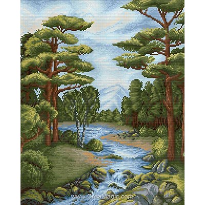 Broderie diamant forest river - Diamond Painting