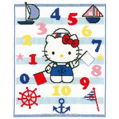 Broder au point de croix hello kitty marine et les chiffres - Vervaco