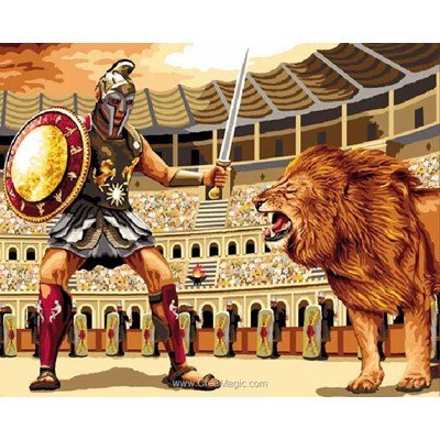 Le gladiateur au lion canevas - Mimo Verde