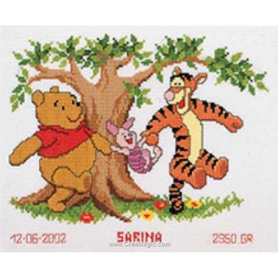 Broderie point de croix bébé winnie et ses amis près de l'arbre - disney - Vervaco