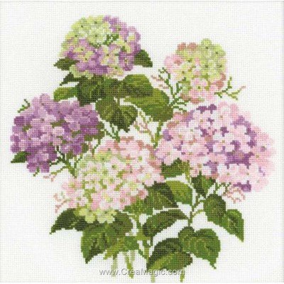 Les hortensias du jardin broderie au point de croix compté - RIOLIS