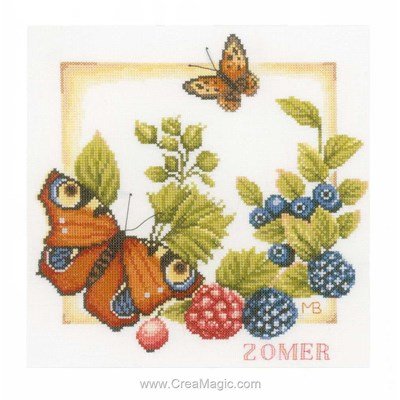 Kit broderie point de croix papillon et fruits rouges de Lanarte