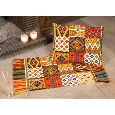 Kit complet tapis point de croix ambiance africaine - Vervaco