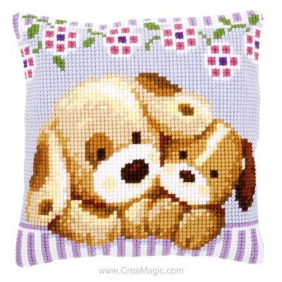 Coussin Vervaco au point de croix mes petits chiots