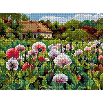 Canevas paysages - Canevas A Blossoming Garden with Poppies - d'après Mikhail Andreevich Berkos - Orchidea