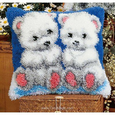 Coussin point noue les oursons blancs - Vervaco