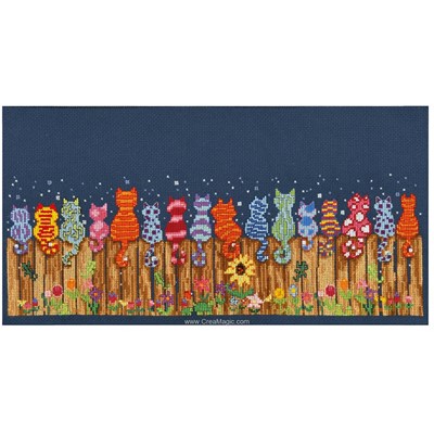 Broderie Chats - Broderie kit point compté Les  chats sur la clôture - Vervaco