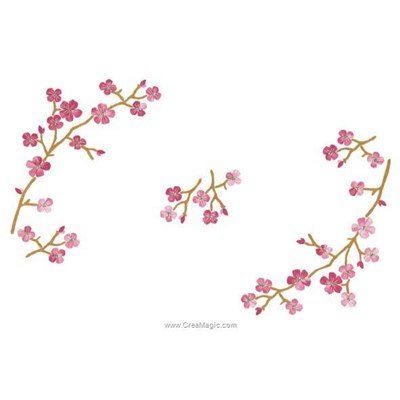 Napperon à broder en point de broderie imprimée cerisier sakura de Luc Création