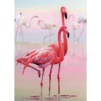 Kit au point de croix compté esprit de flamants roses de RIOLIS