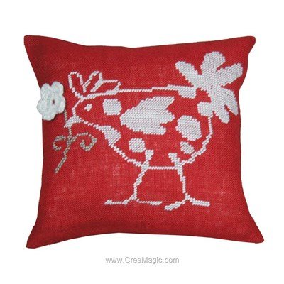 Coussin flower hen red - Anette Eriksson