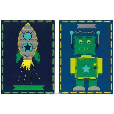 Carte perforée pour enfants fusée et robot de Vervaco
