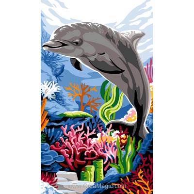 Canevas Mer et Plage - Dauphin parmi les coraux - Margot