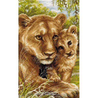 Modèle broderie point de croix RIOLIS le lionne et le lionceau