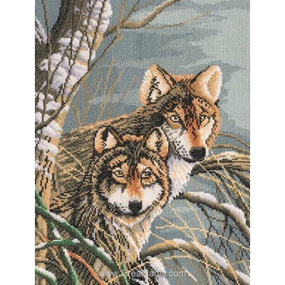 Kit broderie duo de loups de Lanarte