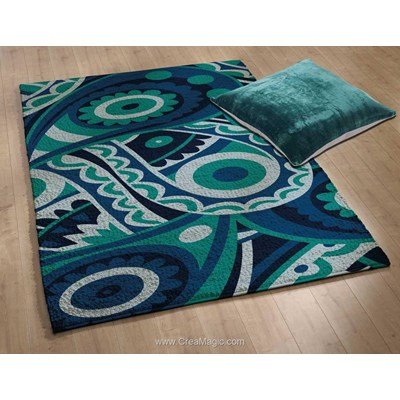 Kit tapis point noué Smyrnalaine cachemir bleu