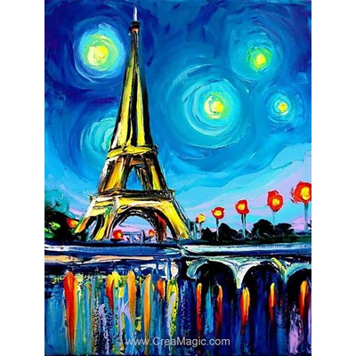 Kit broderie diamant tour eiffel en couleur de Wizardi