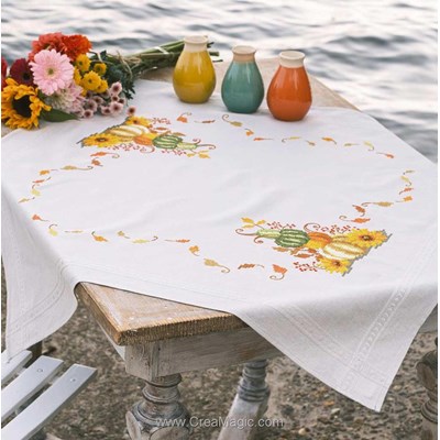 kit Nappe à broder Citrouilles et feuilles - Vervaco