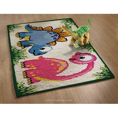 Kit tapis point noue les amis dinosaures de Smyrnalaine