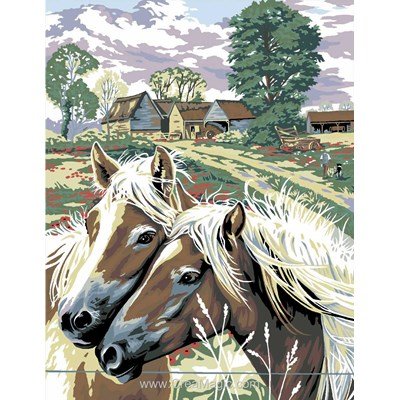 Paisible chevaux à la campagne canevas de Margot