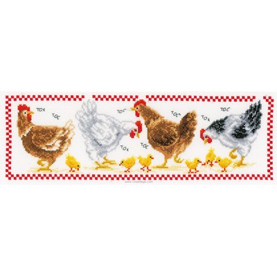 Kit tableau Vervaco point de croix toc toc les poulettes