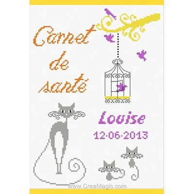 Kit protège carnet de santé pour enfant à broder les chats de Princesse