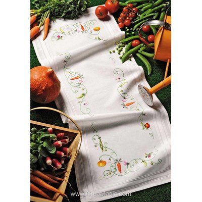 Kit chemin de table imprimé les légumes en broderie traditionnelle - Royal Paris 6351-1759