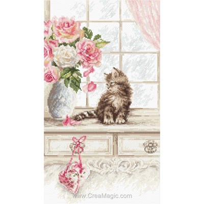 Chaton sur la commode tableau point de croix - LETISTITCH