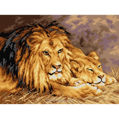 Canevas Animaux  sauvages - Canevas le lion et la lionne - Orchidea