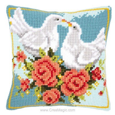 Kit coussin au point de croix couple de tourterelles de Vervaco