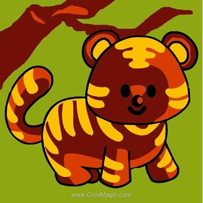 Kit canevas a broder pour enfants le chat tigre - Luc Création