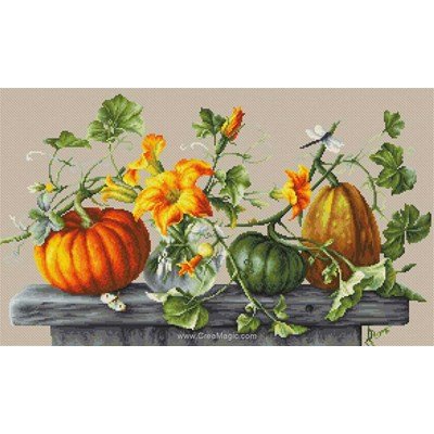 Kit broderie point de croix Luca-S citrouilles fleuries