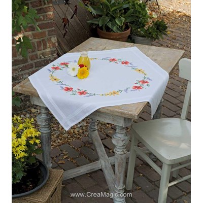 Nappe en kit fleurs et lavande au point de croix imprimé - Vervaco PN-0158551