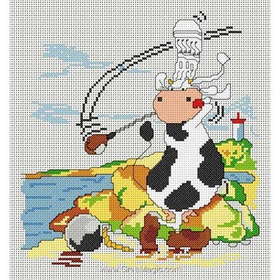 Modèle broderie vache golfeuse - toile lin d'Anagram