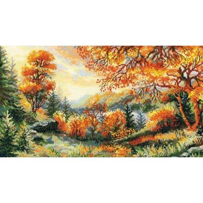 Kit RIOLIS à broder au point de croix paysage aux couleurs d'automne