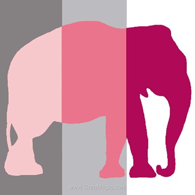 Kit canevas avec fils eléphant rose rayé - Luc Création