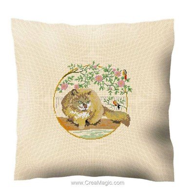 Coussin à broder au point de croix compte a l'affût Aux 4 Points Du Monde